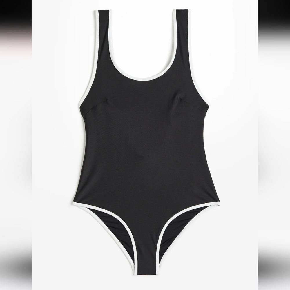 H & M Black and White Women's One Piece Bathing Suit, size small